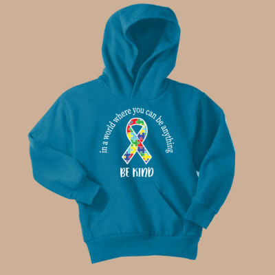 Youth - Be Kind Ribbon Hoodie - Autism Awareness Thumbnail