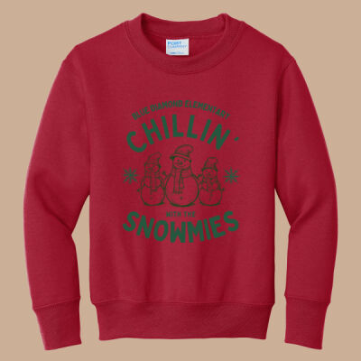 Youth Crewneck - Winter - Chillin With The Snowmies Green Thumbnail