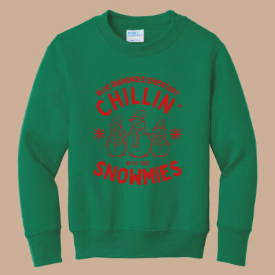 Youth Crewneck - Winter - Chillin With The Snowmies Red Thumbnail