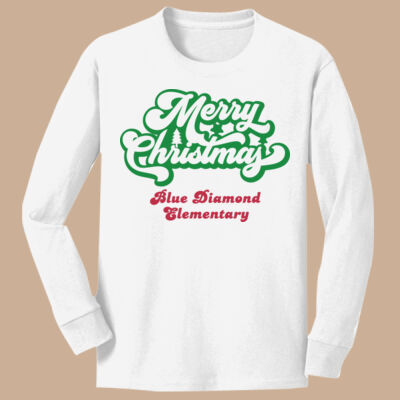 Youth Long Sleeve Shirt - Winter - Merry Christmas Green and Red Thumbnail