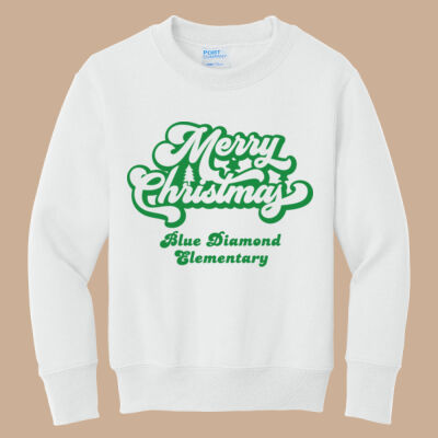 Youth Crewneck - Winter - Merry Christmas Green Thumbnail