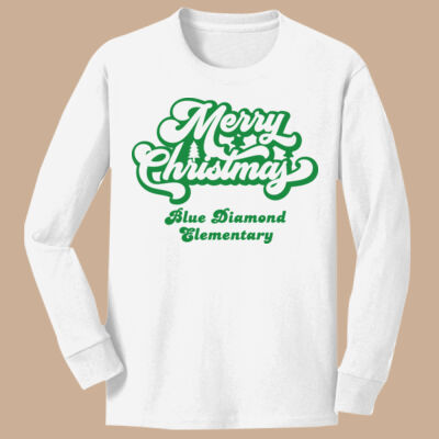 Youth Long Sleeve Shirt - Winter - Merry Christmas Green Thumbnail