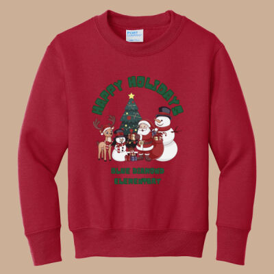 Youth Crewneck - Winter - Happy Holidays Green Thumbnail