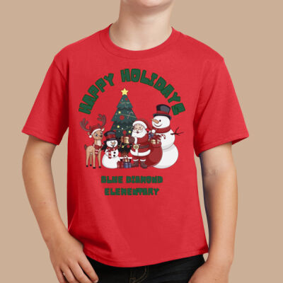 Youth T-Shirt - Winter - Happy Holidays Green Thumbnail