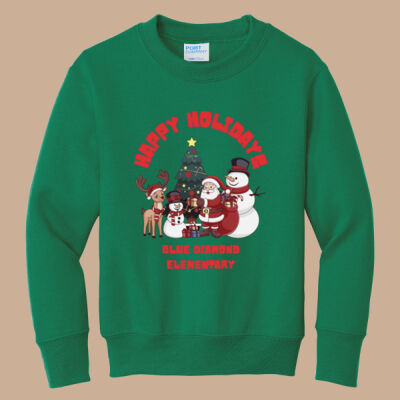 Youth Crewneck - Winter - Happy Holidays Red Thumbnail