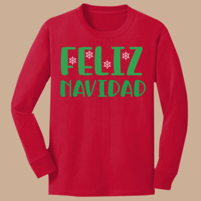 Youth Long Sleeve Shirt - Winter - Feliz Navidad Green Thumbnail