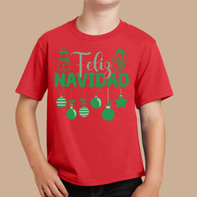 Youth T-Shirt - Winter - Feliz Navidad Green Thumbnail