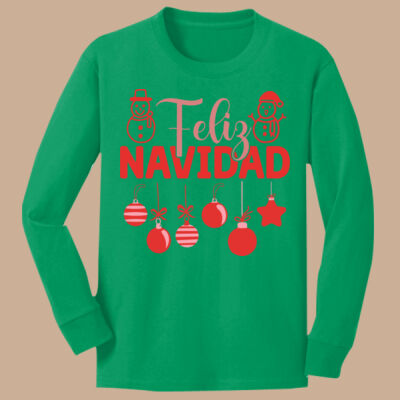 Youth Long Sleeve Shirt - Winter - Feliz Navidad Red Thumbnail